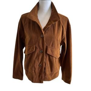 Avec Les Filles Jacket Women's Small Rust Brown Corduroy Flap Pockets Collar
